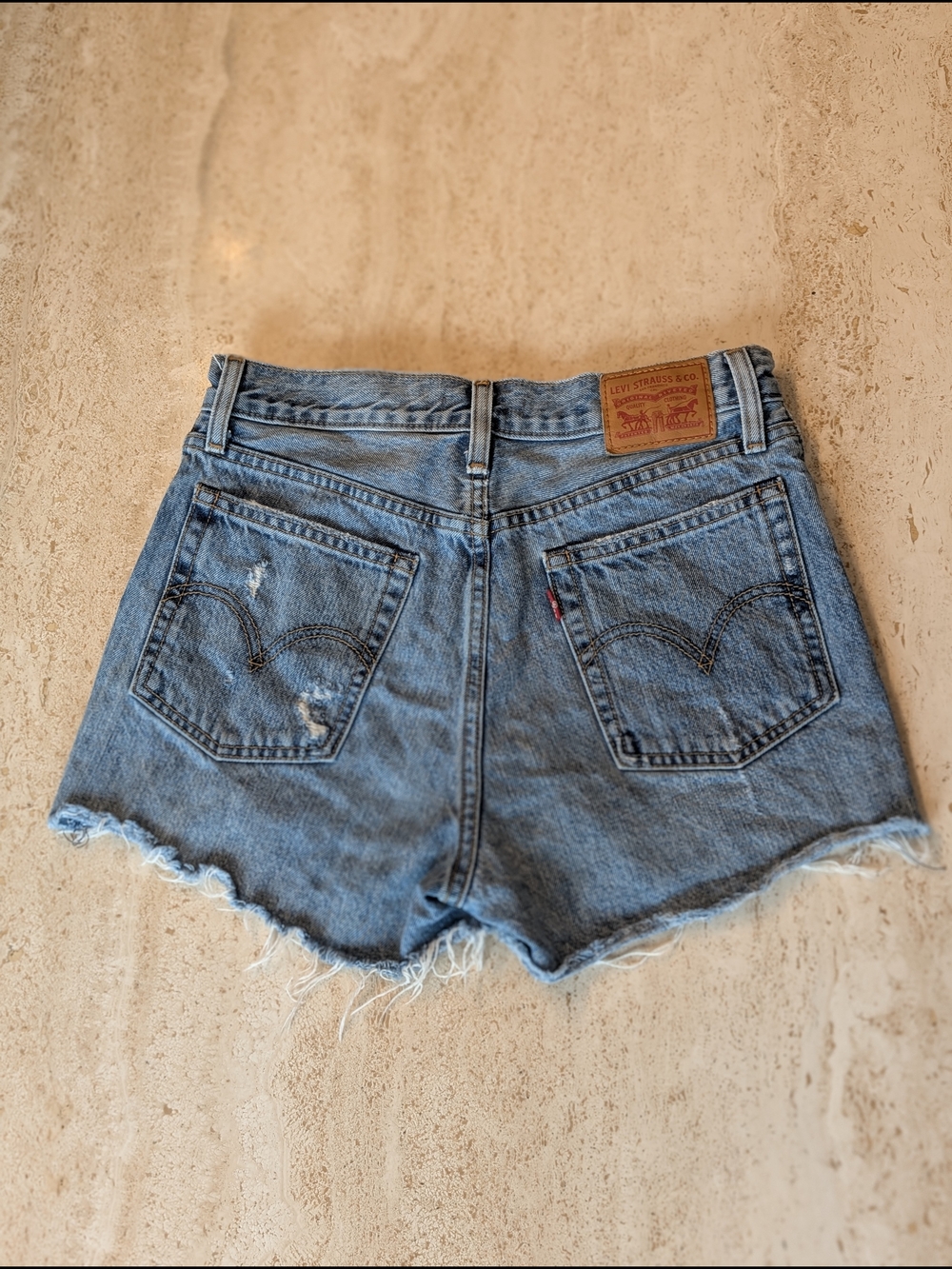 Levi's High-Waist Distressed Wedgie Shorts - Light Blue Wash